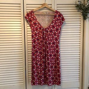 Boden Retro Print Scoop Neck Jersey Dress
